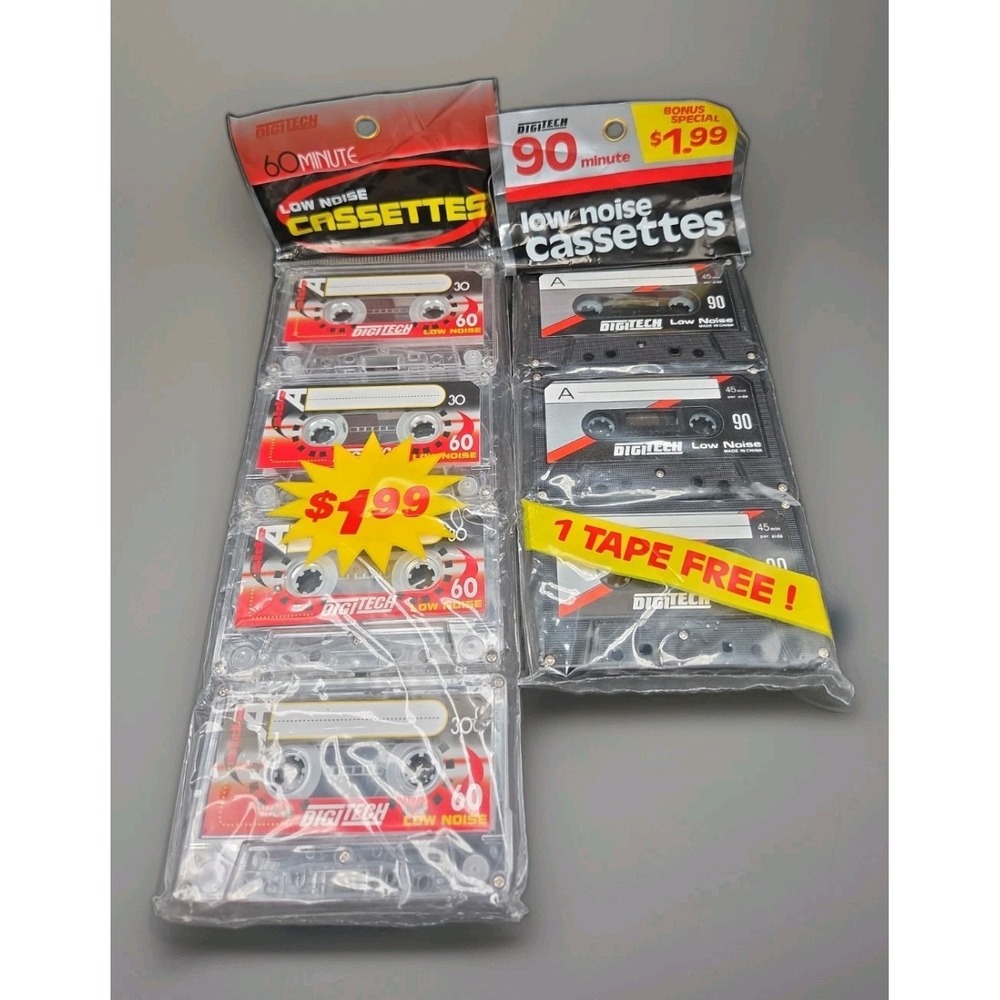 Vintage Digitech Blank Audio Cassette Tapes Lot 60 & 90 Min Low Noise NOS Sealed